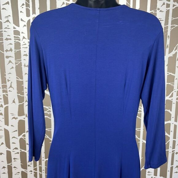 Milk Nursingwear Navy Blue 3/4 Sleeve Crossover Top Midi Dress sz M - Picture 6 of 14